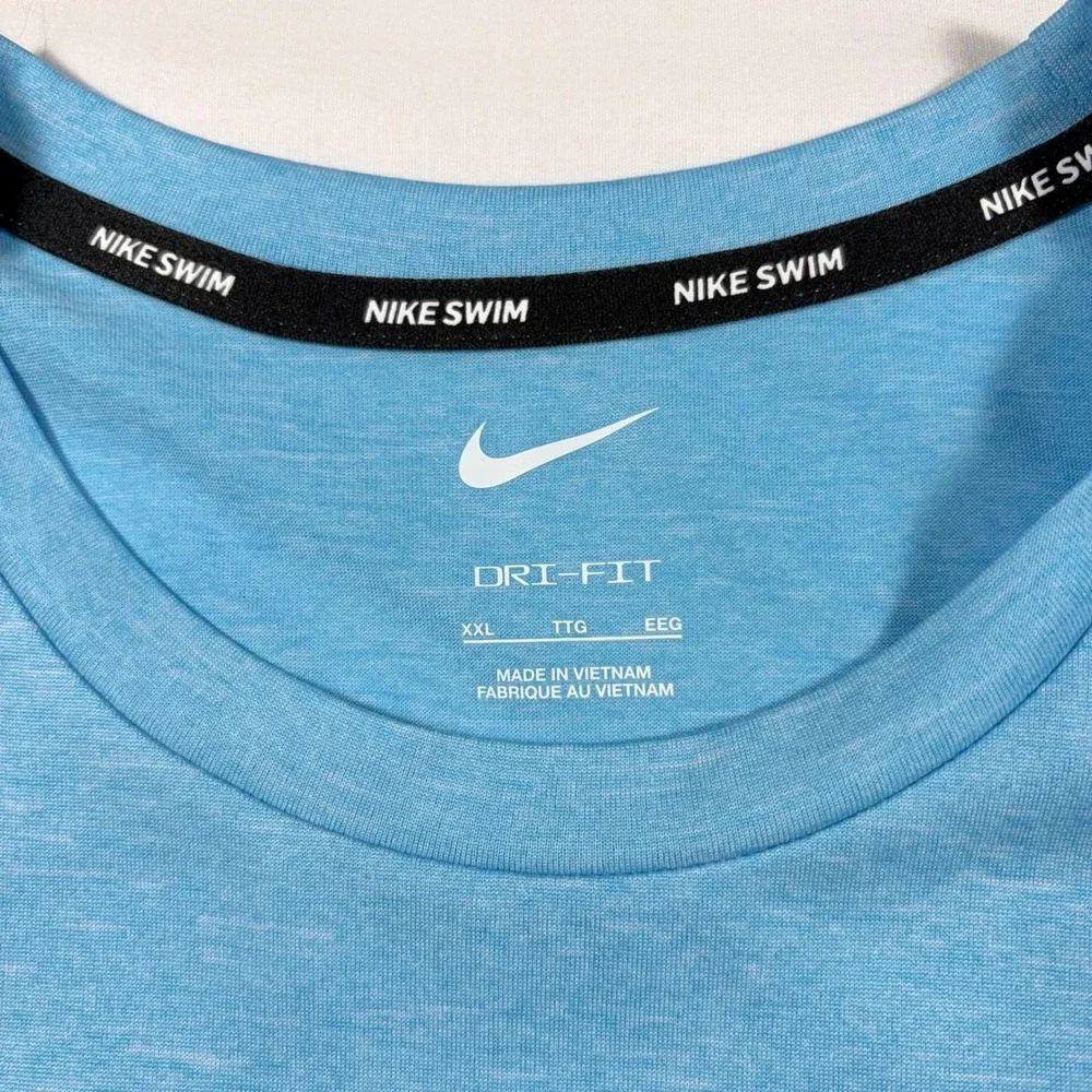 Nike Swim Mens XXL Dri-FIT Performance Blue UPF 40+ Short Sleeve Swim Shirt